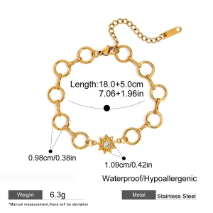 Ensembles De Bijoux Pour Femmes Classic Sun En Acier Inoxydable Étanche Couleur Or h5