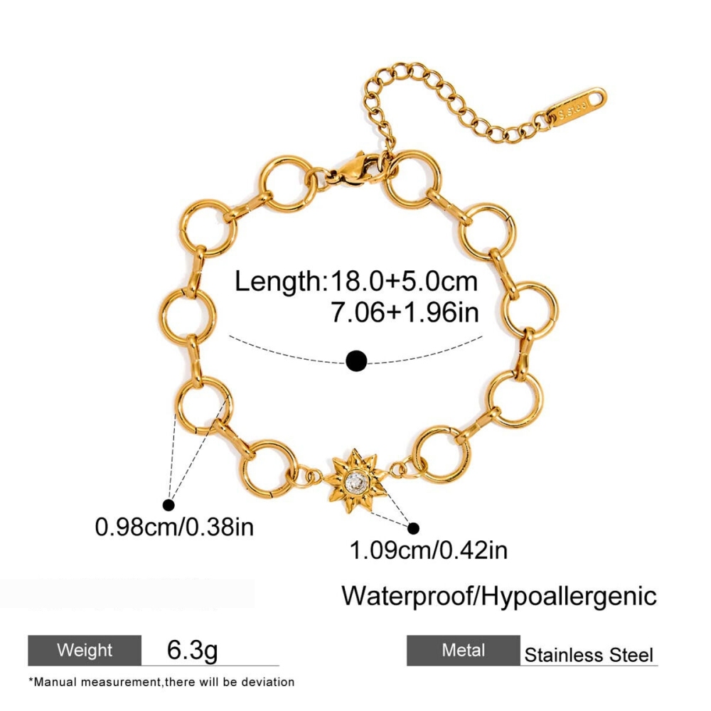 Ensembles De Bijoux Pour Femmes Classic Sun En Acier Inoxydable Étanche Couleur Or h5Image2