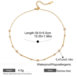 Collier Chaîne Minimaliste Patchwork En Acier Inoxydable Imperméable Couleur Or Pour Femme (1 Pièce) h5 Image2
