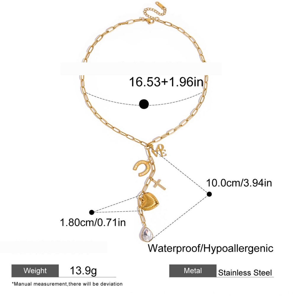 Magnifique Collier Pendentif En Acier Inoxydable Doré Avec Pompon En Forme De Cœur Pour Femme Image2