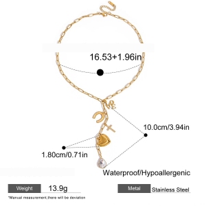 Magnifique Collier Pendentif En Acier Inoxydable Doré Avec Pompon En Forme De Cœur Pour Femme h5 Image2