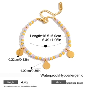 Ensemble De Bijoux Pour Femmes, Composé D'Une Perle De La Série Versatile, En Acier Inoxydable Étanche, Couleur Or. h5 Image2