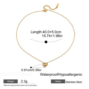 Collier Pendentif Femme En Forme De Cœur, En Acier Inoxydable Étanche, Couleur Or (1 Pièce) h5 Image2