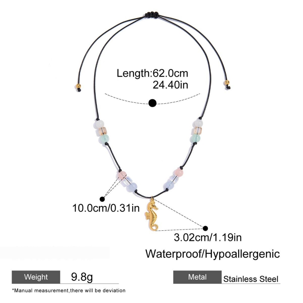 Collier Pendentif Femme En Acier Inoxydable Doré, Motif Étoile De Mer (1 Pièce) 