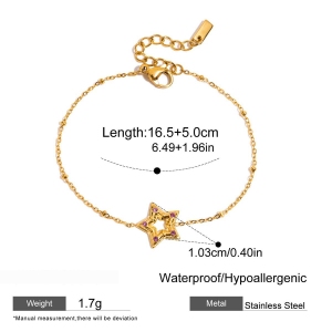 Bracelet À Breloques Pour Femme, En Acier Inoxydable Doré, Orné D'Une Étoile Charmante (1 Pièce). h5 