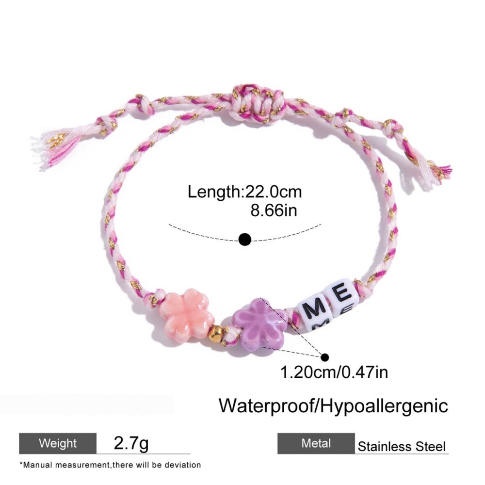 Bracelet À Perles Pour Femme, En Acier Inoxydable Coloré Et Étanche, Avec Inscription « Sweet Letter » (1 Pièce). Image2