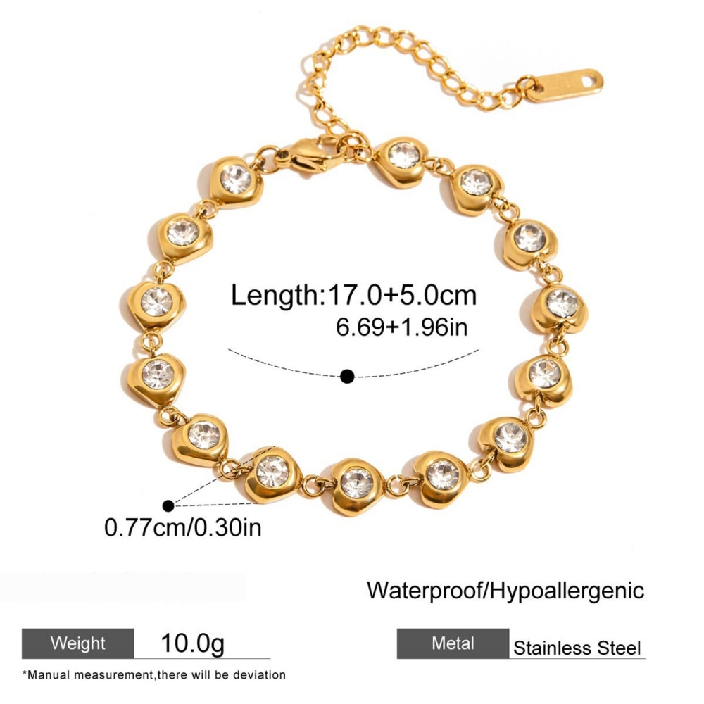 Bracelet Chaîne Femme En Acier Inoxydable Doré, Imperméable, Orné D'Une Étoile (1 Pièce)