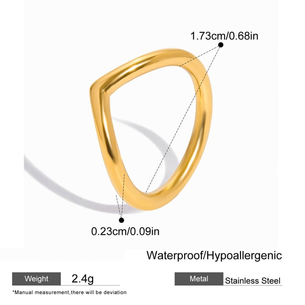Bague Minimaliste Irrégulière En Acier Inoxydable Étanche Couleur Or (1 Pièce) 