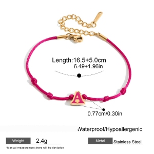 Bracelet À Breloques Pour Femme, En Acier Inoxydable, Étanche, Couleur Or, Avec Lettre Du Jour (1 Pièce). h5 Image2