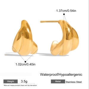 1 Paire De Boucles D'Oreilles Créoles Simples À Torsion En Acier Inoxydable Étanche Couleur Or Pour Femmes h5 Image2