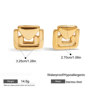 Boucles D'Oreilles Puces Pour Femme, En Acier Inoxydable Doré, Imperméables, En Forme De Email (1 Paire). h5 Image2