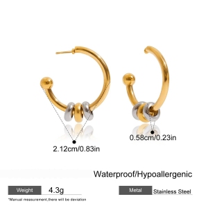 1 Paire De Boucles D'Oreilles Créoles Minimalistes Rondes En Acier Inoxydable Étanche Couleur Or Pour Femme h5 Image2