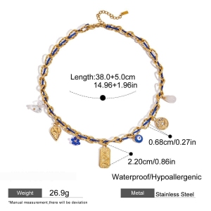 Collier Tressé Rétro Pour Femme, En Acier Inoxydable, Couleur Or, Imperméable, Avec Pendentif Tarot (1 Pièce) h5 Image2