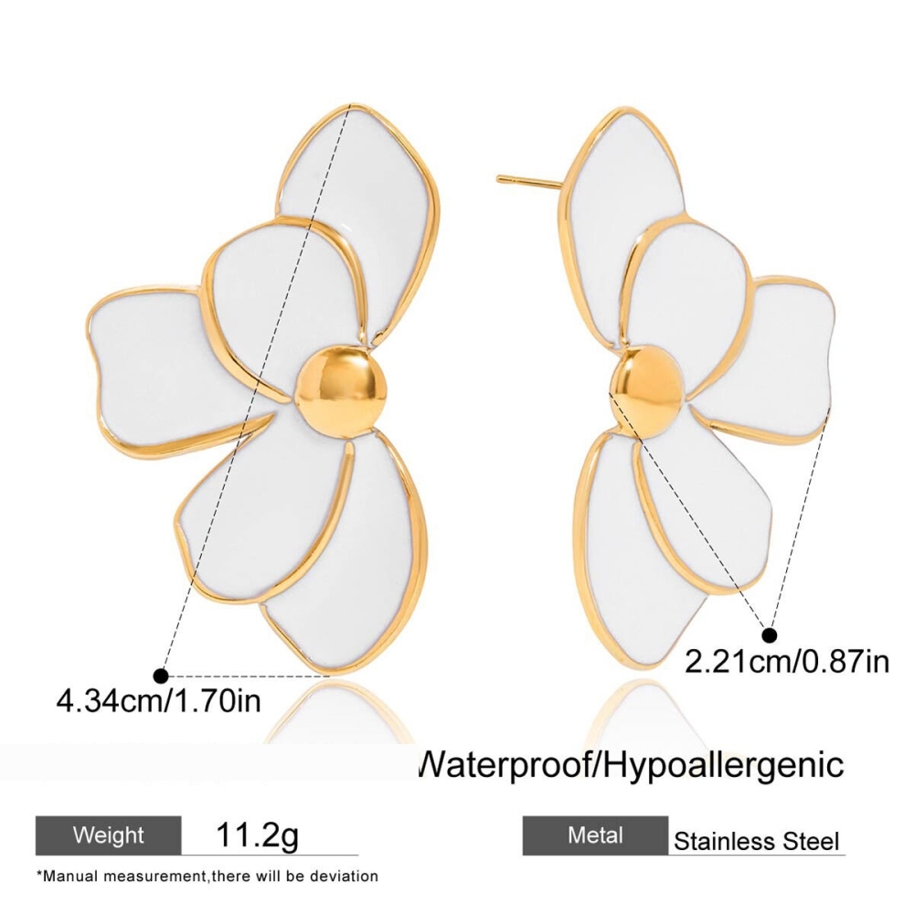1 Paire De Boucles D'Oreilles Puces Élégantes Pour Femme, En Acier Inoxydable Imperméable, Couleur Or, Avec Motif Floral. Image2
