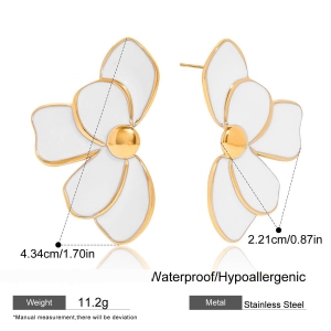1 Paire De Boucles D'Oreilles Puces Élégantes Pour Femme, En Acier Inoxydable Imperméable, Couleur Or, Avec Motif Floral. h5 Image2