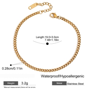 Bracelet Classique En Acier Inoxydable, Couleur Or, Pour Femme (1 Pièce) h5 