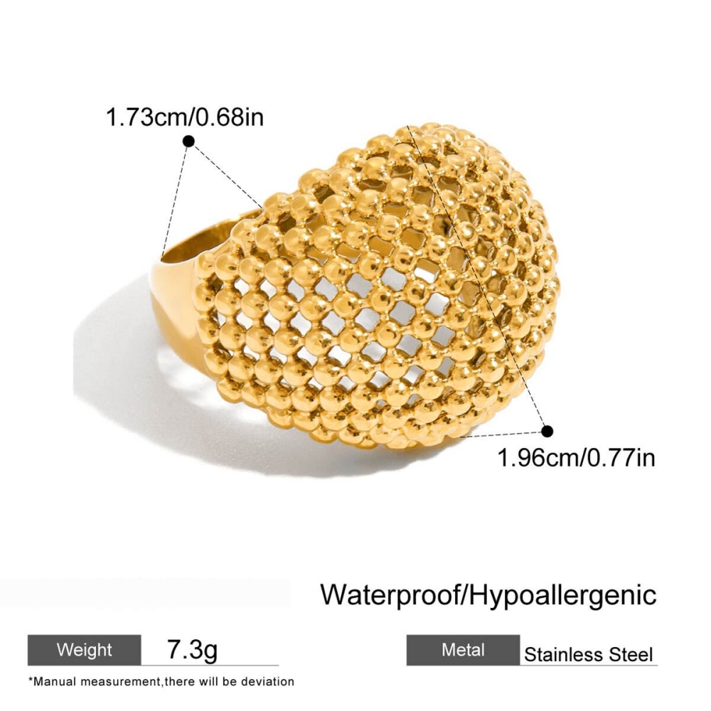 Bague Tendance Géométrique Personnalisée En Acier Inoxydable Étanche Couleur Or (1 Pièce) 
