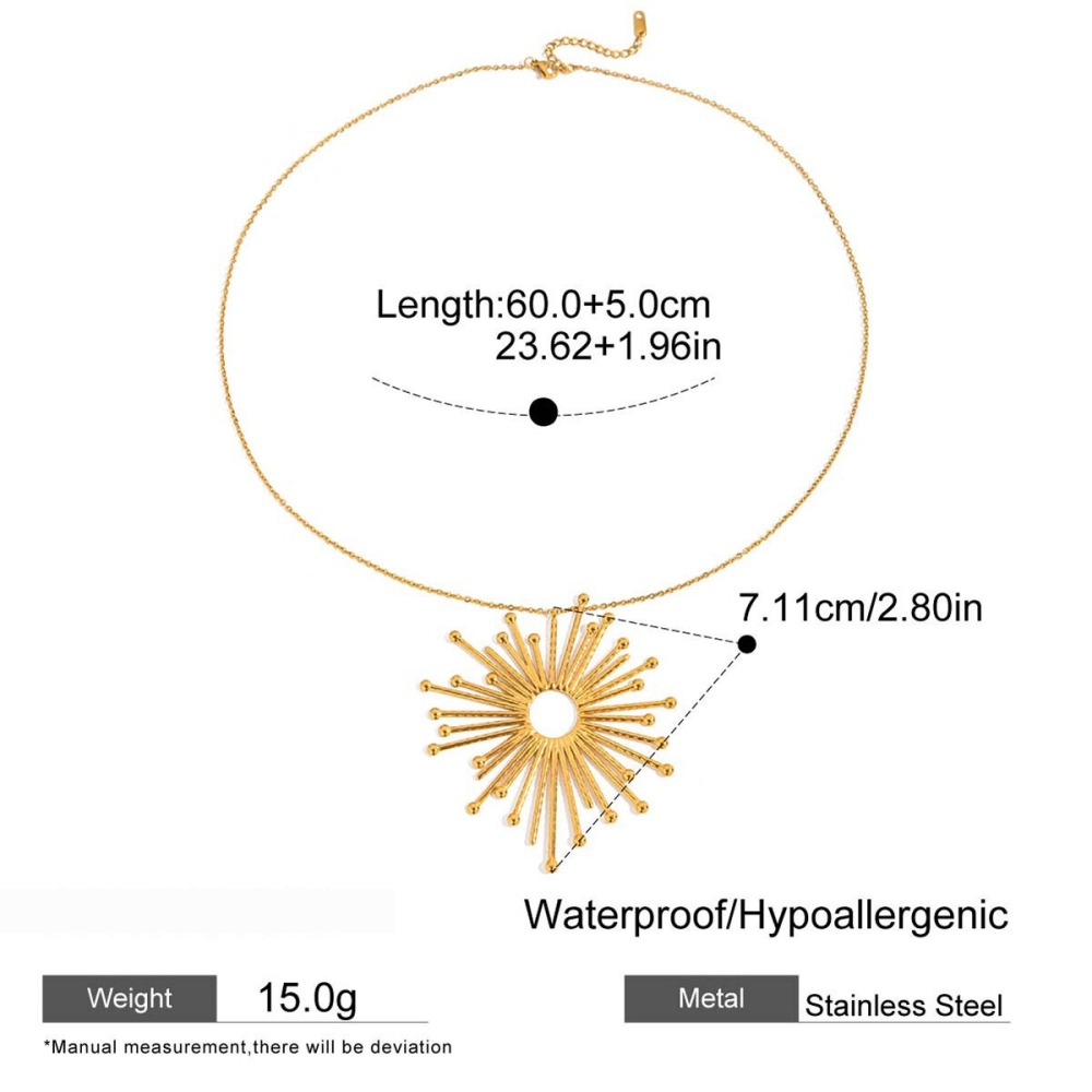 Collier Pendentif Femme Glamorous Sun En Acier Inoxydable Étanche Couleur Or (1 Pièce) Image2
