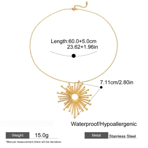 Collier Pendentif Femme Glamorous Sun En Acier Inoxydable Étanche Couleur Or (1 Pièce) h5 Image2
