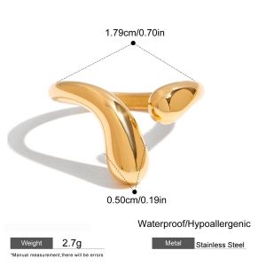 Bague Romantique En Forme De Bretzel, En Acier Inoxydable Étanche, Couleur Or (1 Pièce) h5