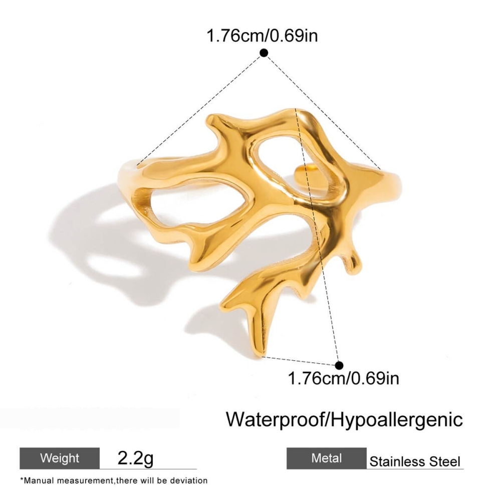 Bague Tendance En Acier Inoxydable Doré, Motif Organisme Marin (1 Pièce) 