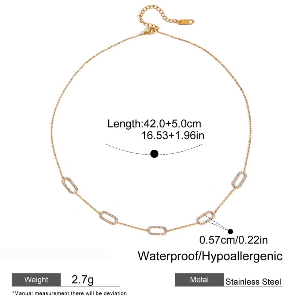 Collier Chaîne Femme En Acier Inoxydable Doré, Style Géométrique Décontracté, Étanche (1 Pièce)