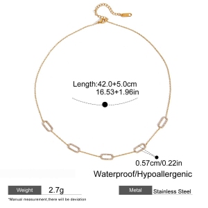 Collier Chaîne Femme En Acier Inoxydable Doré, Style Géométrique Décontracté, Étanche (1 Pièce) h5