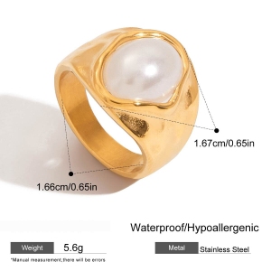 Bague Tendance Rétro Géométrique En Acier Inoxydable Étanche Couleur Or (1 Pièce) h5 
