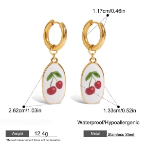 1 Paire De Colliers Pendentifs Pour Femmes En Acier Inoxydable Couleur Or, Couleur Cerisier Naturel h5