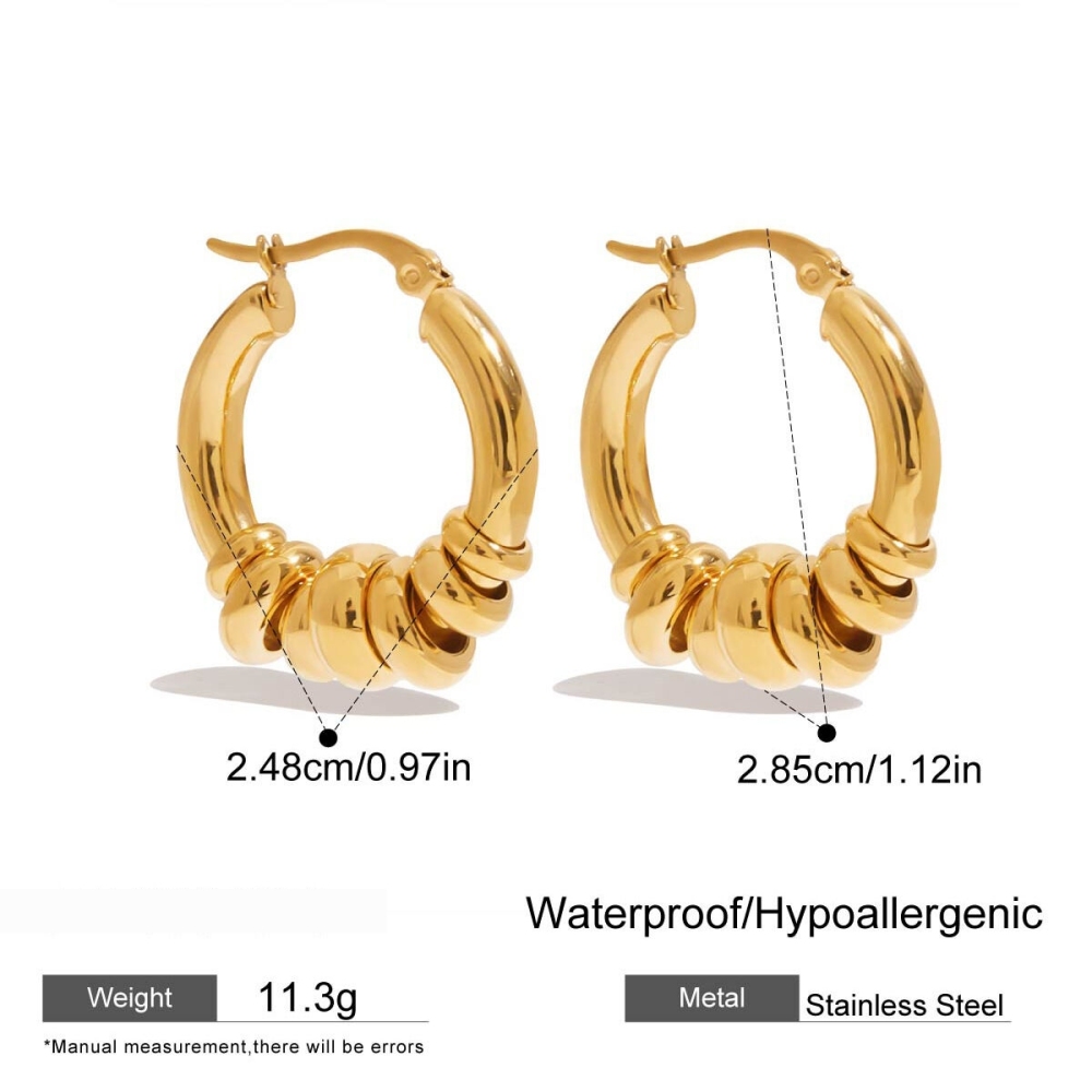 1 Paire De Boucles D'Oreilles Créoles Classiques Pour Femmes, En Acier Inoxydable Doré, Étanches, De Couleurs Assorties. Image2