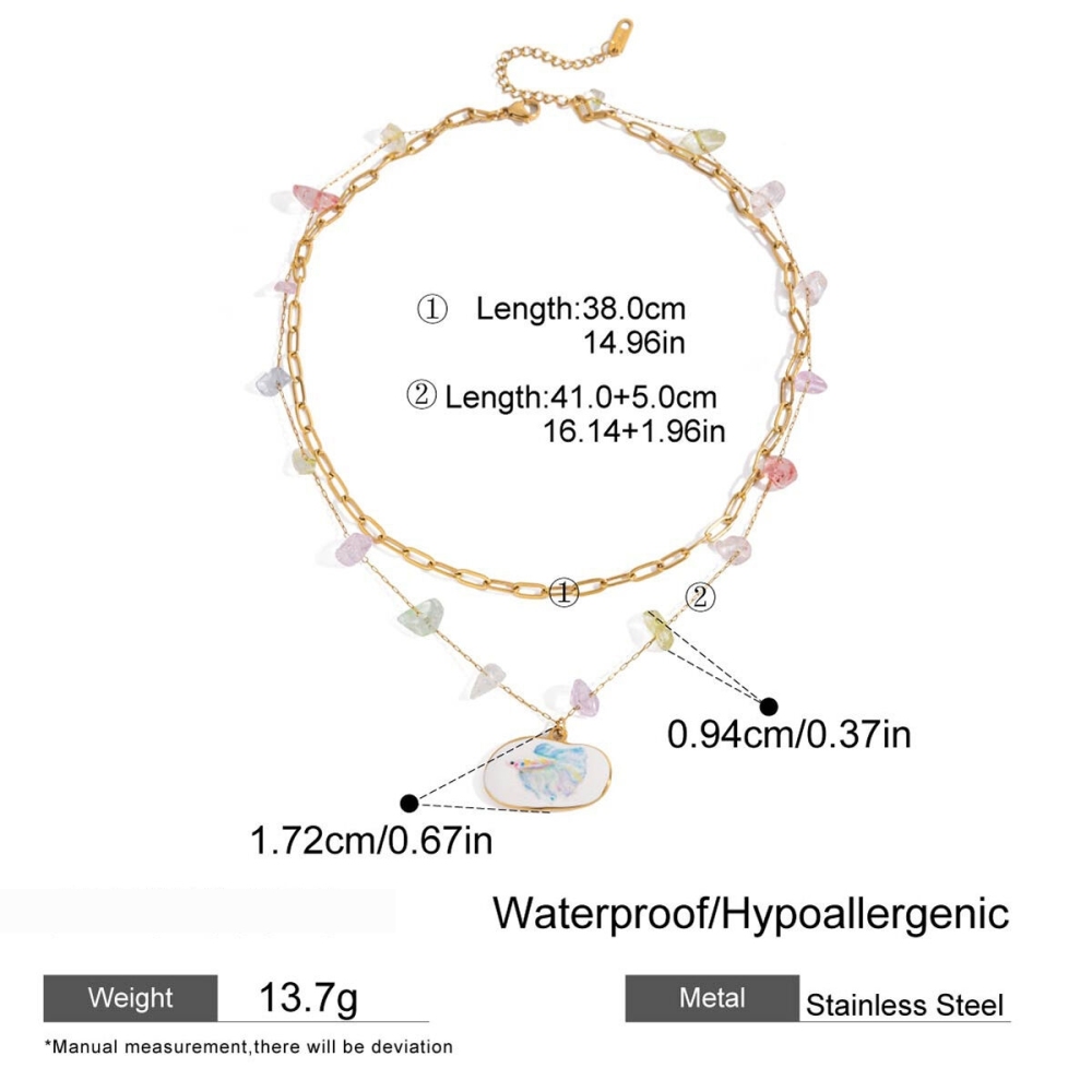 Collier Pendentif Femme En Acier Inoxydable Doré, Motif Poisson Tropical (1 Pièce) Image2