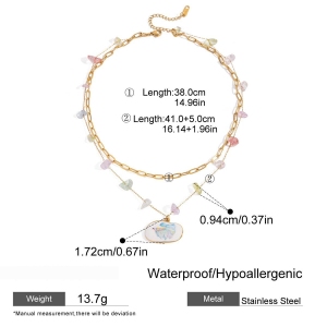 Collier Pendentif Femme En Acier Inoxydable Doré, Motif Poisson Tropical (1 Pièce) h5 Image2