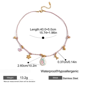Collier Tressé Élégant Pour Femme, En Acier Inoxydable Doré, Motif Cocotier, Étanche (1 Pièce) h5 