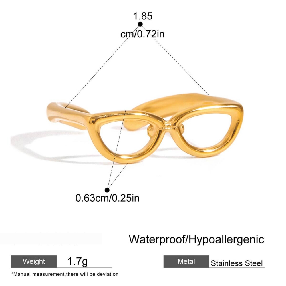 Lunettes De Style Personnalisées, Forme Originale, En Acier Inoxydable Étanche, Couleur Or, Bagues Tendance h5Image2