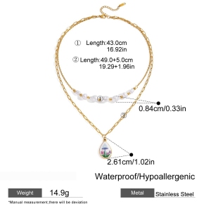 Collier Pendentif Rétro Arbre Pour Femme, En Acier Inoxydable Étanche, Couleur Or (1 Pièce) h5 Image2