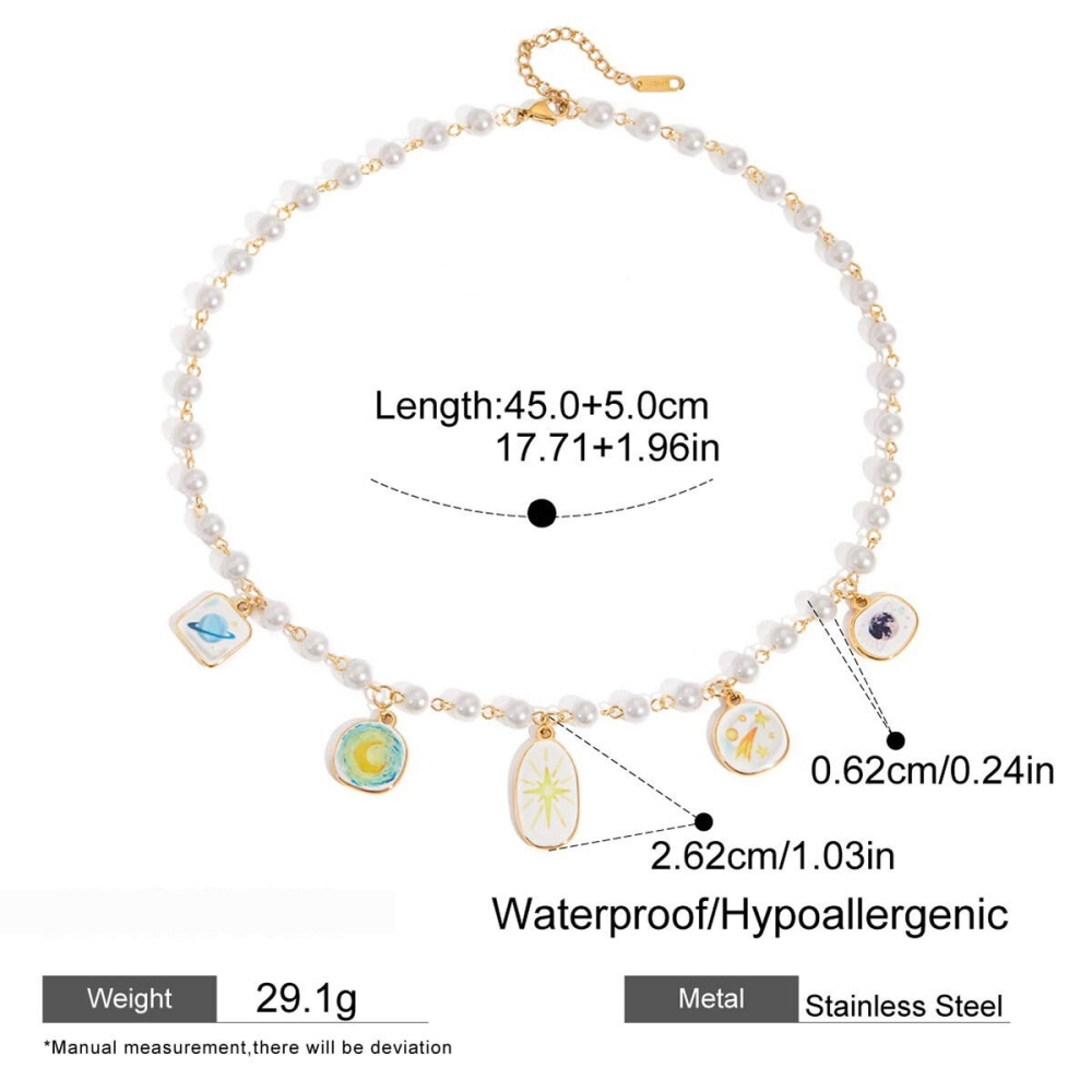 Collier Pendentif Femme En Acier Inoxydable Doré, Motif Étoile Romantique Et Élégante (1 Pièce) Image2