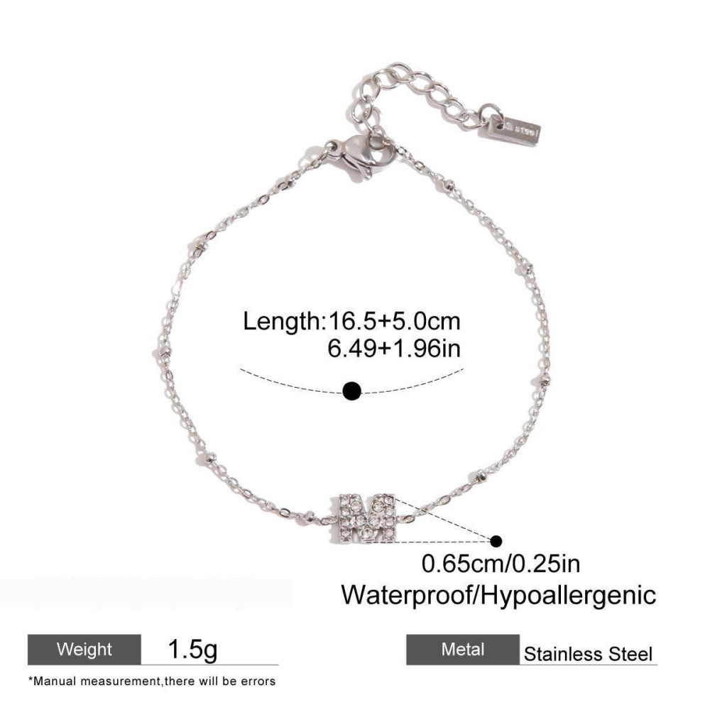 Bracelet Chaîne Femme En Acier Inoxydable Étanche Avec Lettre Mignonne (1 Pièce) - Collection Luxe 