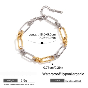 Bracelet Chaîne Femme Simple Patchwork En Acier Inoxydable Étanche Couleur Or (1 Pièce) h5 