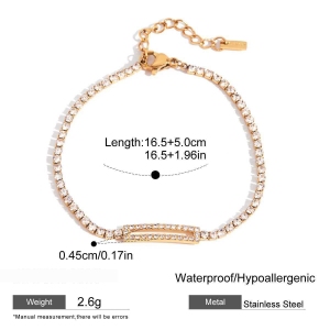 Bracelet À Maillons Romantique En Acier Inoxydable Doré, Imperméable, Avec Motif Cœur (1 Pièce) h5