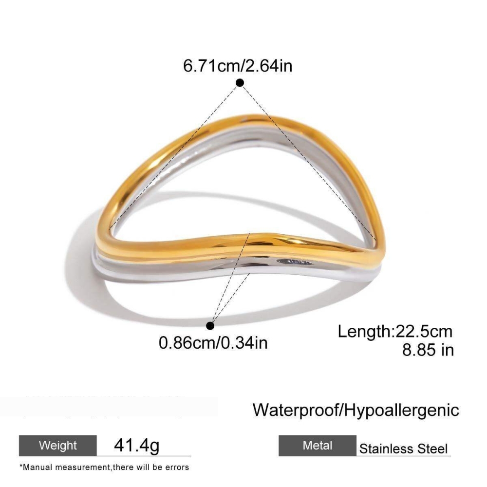 Bracelet Classique Irrégulier En Acier Inoxydable Étanche Pour Femme (1 Pièce) Image2