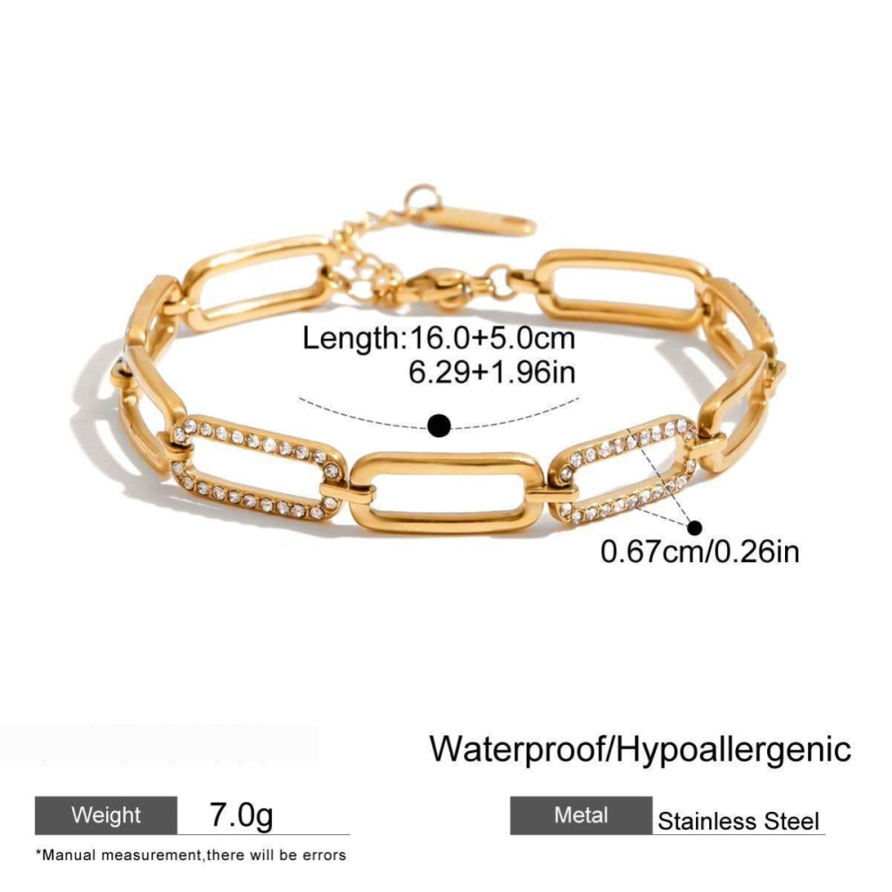 Bracelet Chaîne Classique Géométrique En Acier Inoxydable Étanche Couleur Or Pour Femme (1 Pièce)