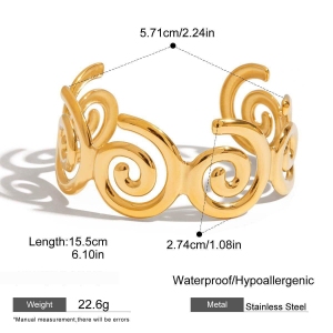 Bracelet Classique Spiralé En Acier Inoxydable Étanche Couleur Or Pour Femme (1 Pièce) h5 Image2