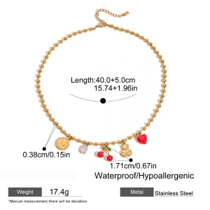 Collier Pendentif Femme En Acier Inoxydable, Couleur Or, Orné D'Un Cerisier Naturel (1 Pièce) h5 Image2