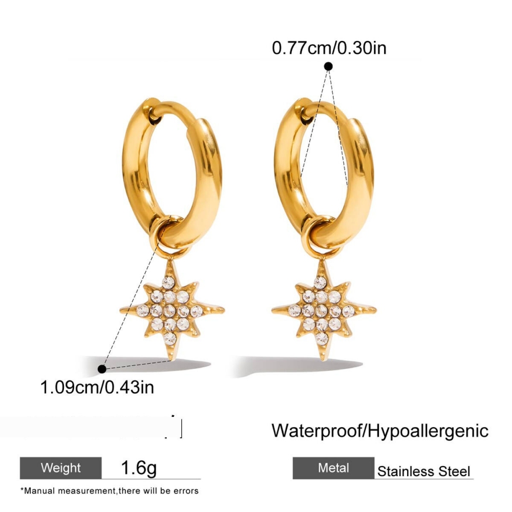 Boucles D'Oreilles Pendantes Pour Femme, En Acier Inoxydable Doré, Motif Ours, Imperméables, Collection Luxe (1 Paire).