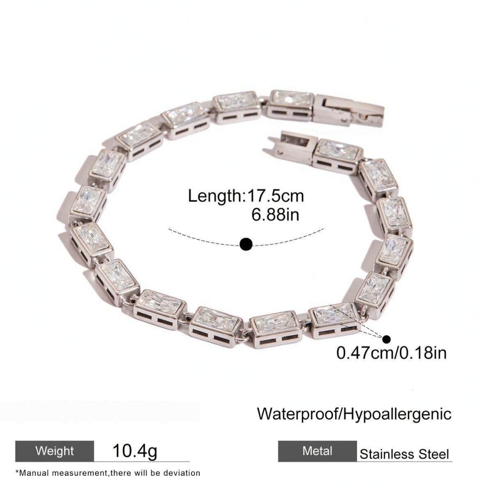 Bracelet Chaîne Femme En Acier Inoxydable Doré, Étanche, Motif Géométrique Sexy, Collection Luxueuse (1 Pièce). h5Image2