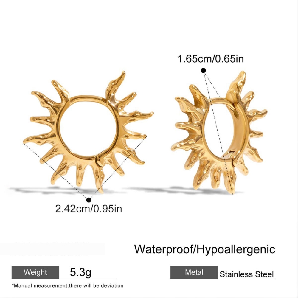 1 Paire De Boucles D'Oreilles Créoles Rétro Élégantes Pour Femmes, En Acier Inoxydable Étanche, Couleur Or. Image2