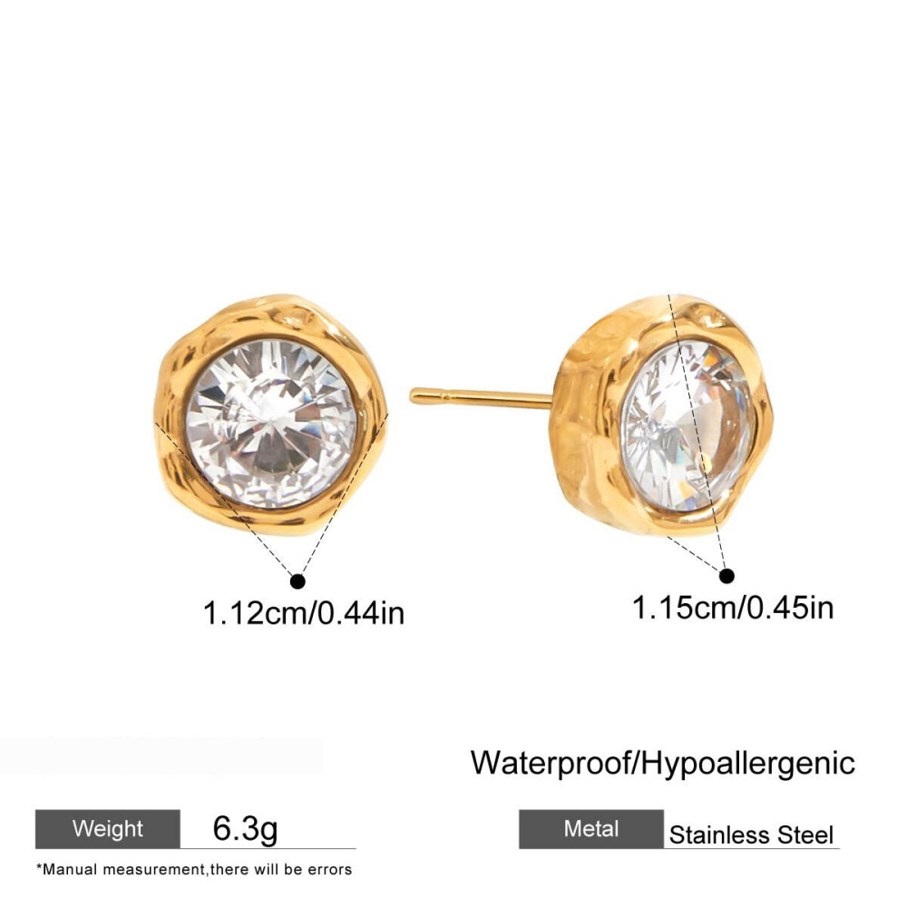 Boucles D'Oreilles Puces Pour Femme, Collection Classique, Géométriques, En Acier Inoxydable, Étanches, Couleur Or (1 Paire). Image2