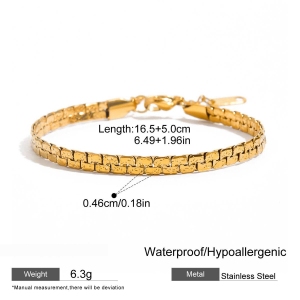 Bracelet Chaîne Classique Torsadé Pour Femme, En Acier Inoxydable Étanche, Couleur Or (1 Pièce). h5 