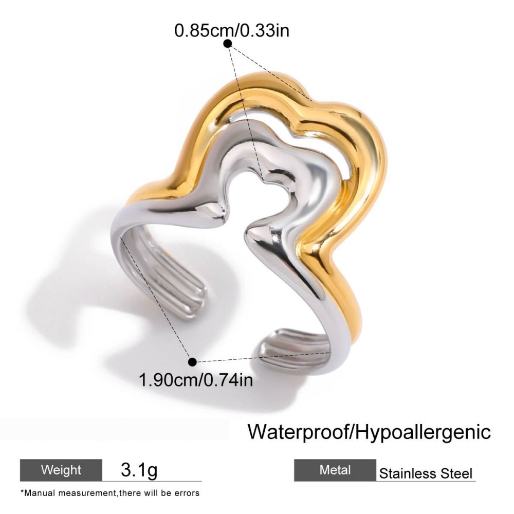 Bague Minimaliste Classique Géométrique En Acier Inoxydable Étanche Couleur Or (1 Pièce) Image2
