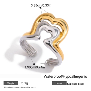 Bague Minimaliste Classique Géométrique En Acier Inoxydable Étanche Couleur Or (1 Pièce) h5 Image2